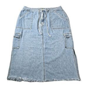 Y2K Quizz  New York  Denim Maxi Skirt Women's‎ Size 16  Blue Cargo Light Wash